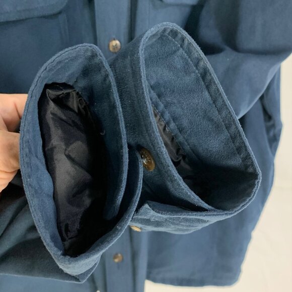 Mens Faux Suede Shacket Overshirt SZ M Transition Mid-Layer Fleece Lined Indigo - Picture 6 of 15
